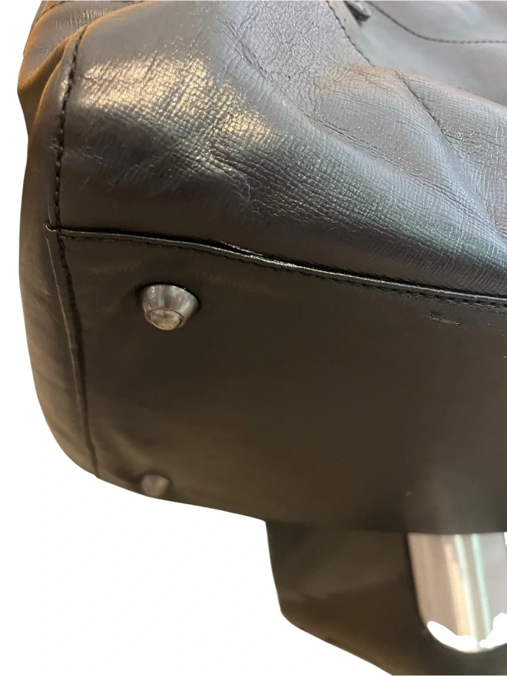 Vintage Fossil Brand Black Leather Weekender Duffel Bag